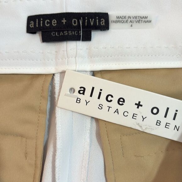 Alice and Olivia Classics Stacey Slim Trousers Pants White NWT $245 - Picture 5 of 5